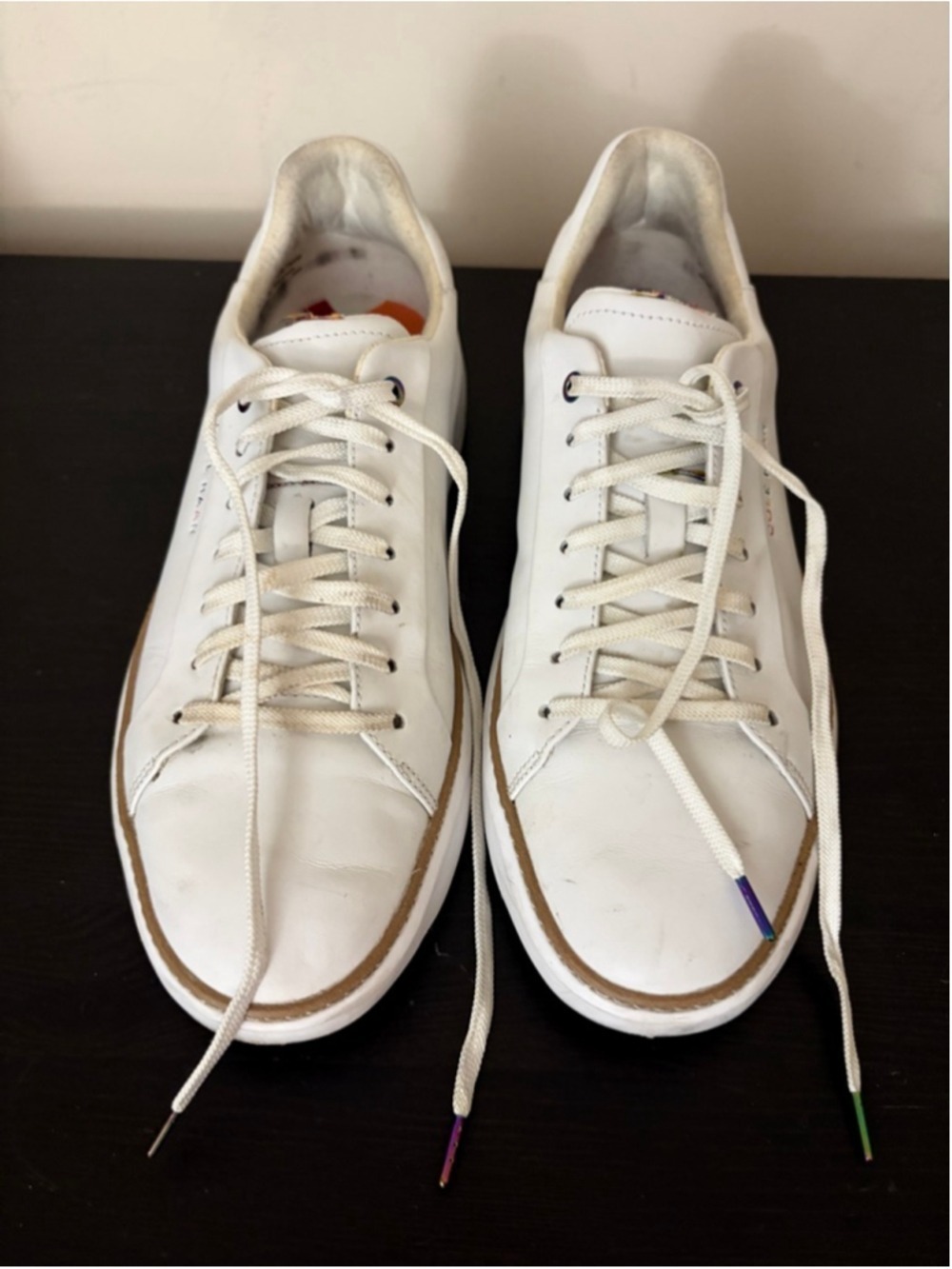 Cole Haan Size 9 1/2 Men's Grand Pro Top Spin Sneakers White /Pride Cowhide